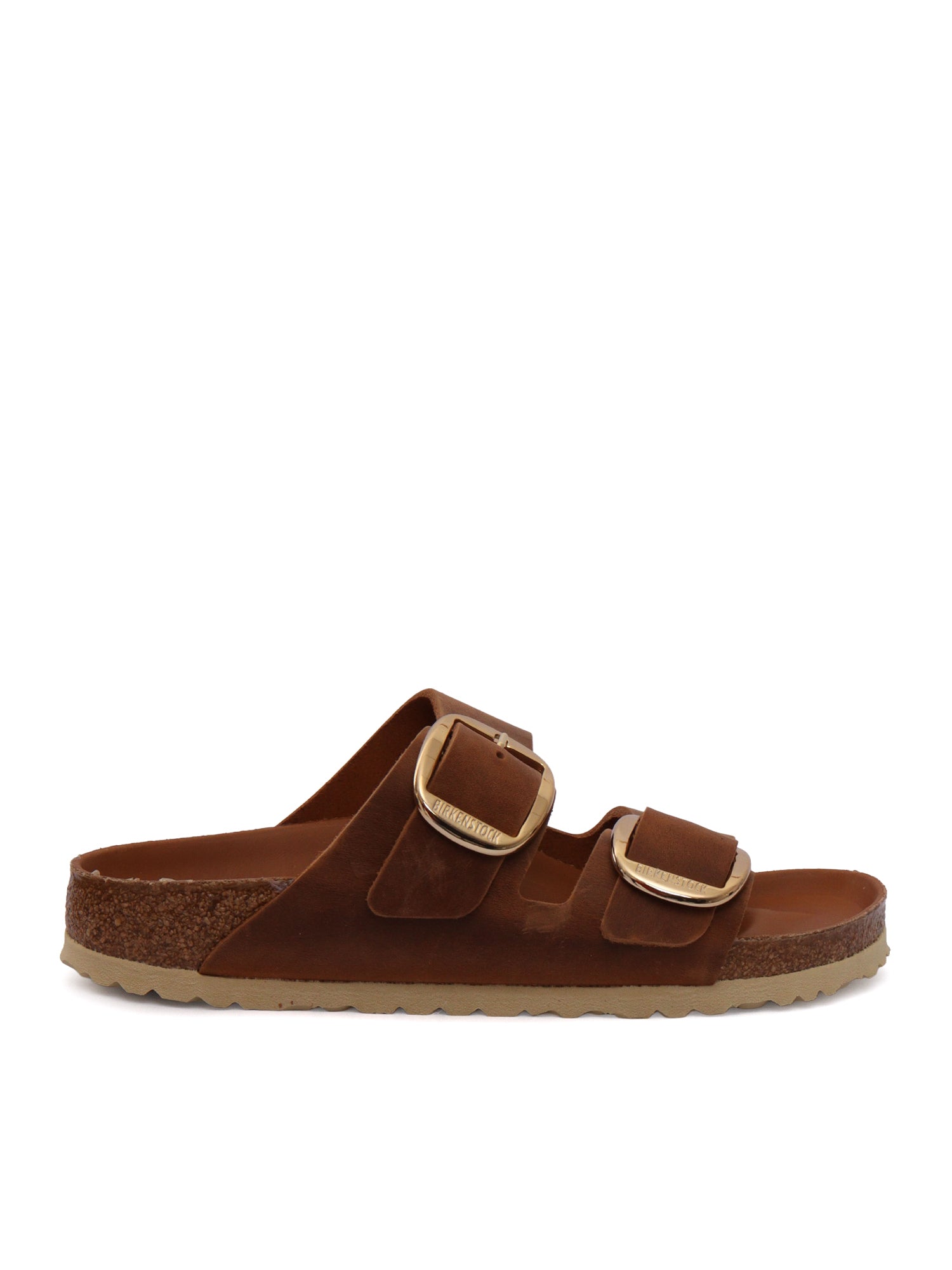 Cognac Arizona Oiled Leather Slide Sandal