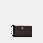 Coach Outlet Large Corner Zip Wristlet In Signature Canvas