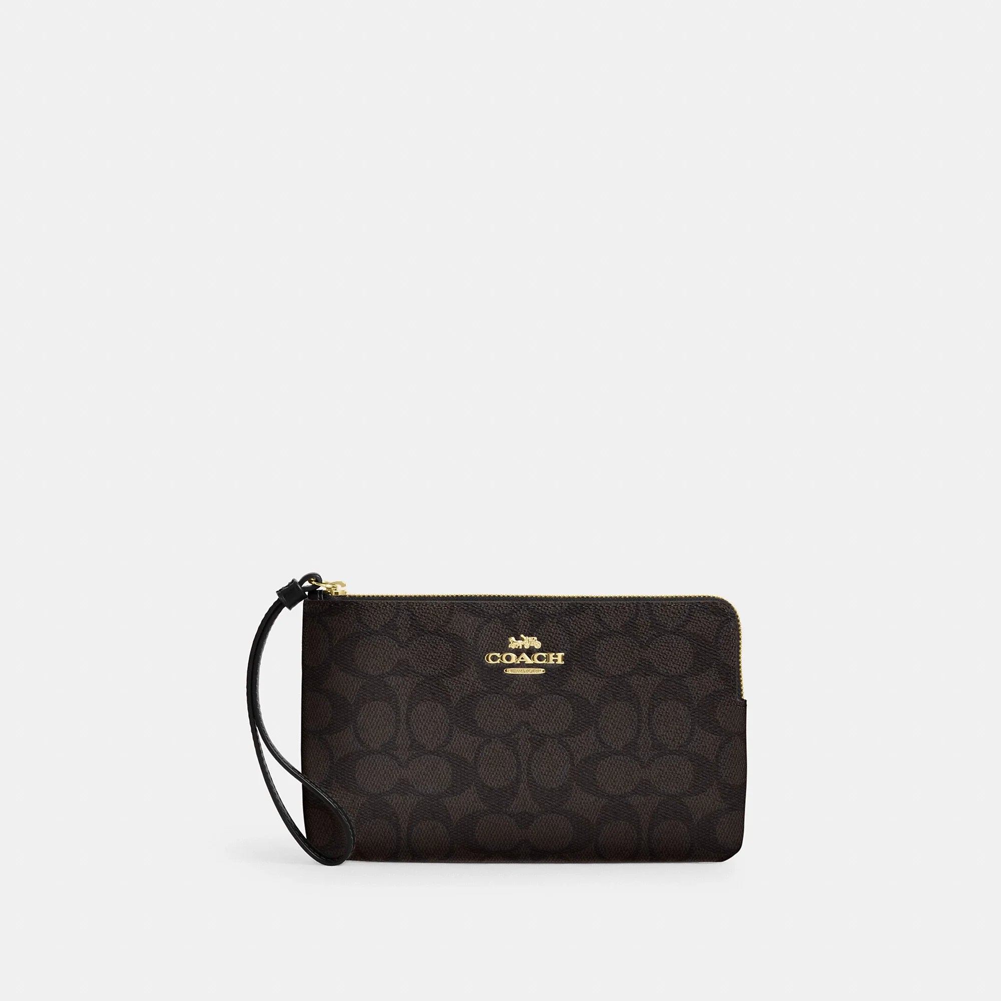 Coach Outlet Large Corner Zip Wristlet In Signature Canvas