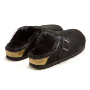 Women's Boston Shearling Suede Clogs In Black