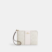Coach Outlet Corner Zip Wristlet In Signature Canvas With Stripe