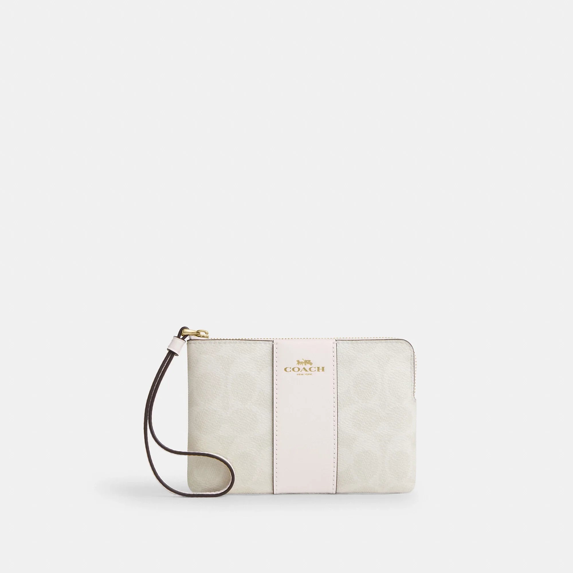 Coach Outlet Corner Zip Wristlet In Signature Canvas With Stripe