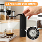 Devanti Manual Coffee Grinder with 24 Precise Settings Portable Hand Bean Burr Mill Black with Brush
