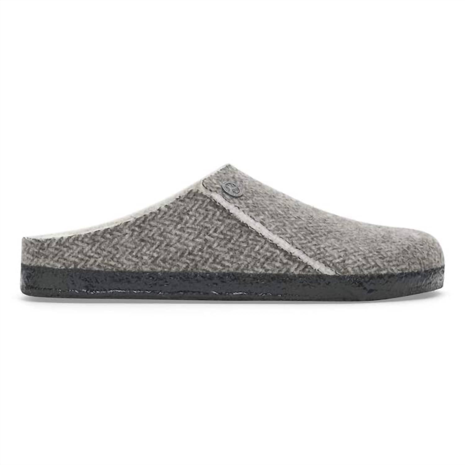 Unisex Zermatt Rivet Narrow Slippers In Herringbone Gray