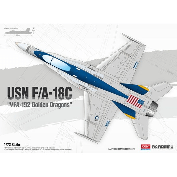 Academy 1/72 USN F/A18C VFA192 Golden Dragons Plastic Model Kit