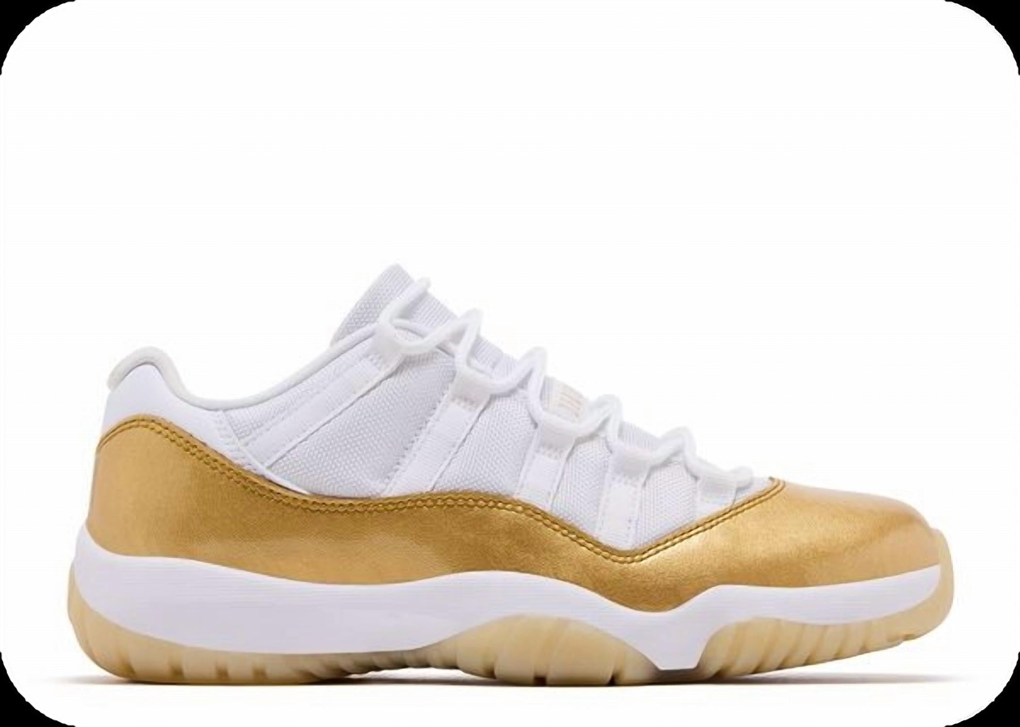Women's Air Jordan 11 Retro Low Shoes In White/metallic Gold-Team Gold