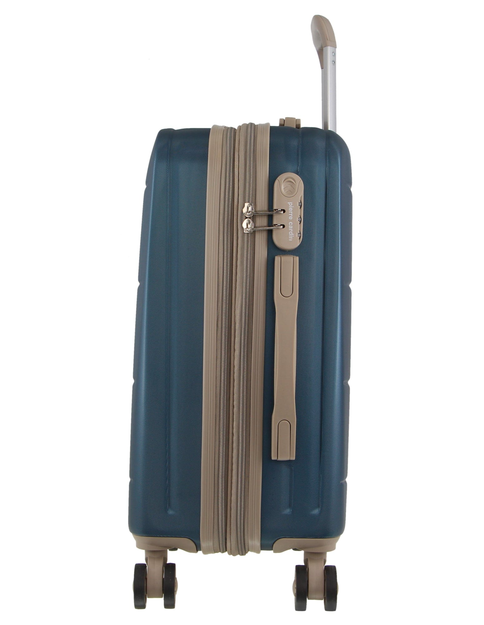 2pc Pierre Cardin Large Hard & Cabin Travel Luggage Set w/ Name Tag Blue