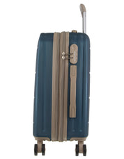 2pc Pierre Cardin Large Hard & Cabin Travel Luggage Set w/ Name Tag Blue