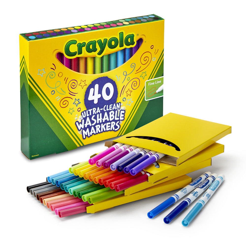 40pc Crayola Kids/Childrens Creative Fineline Ultraclean Markers 36m+