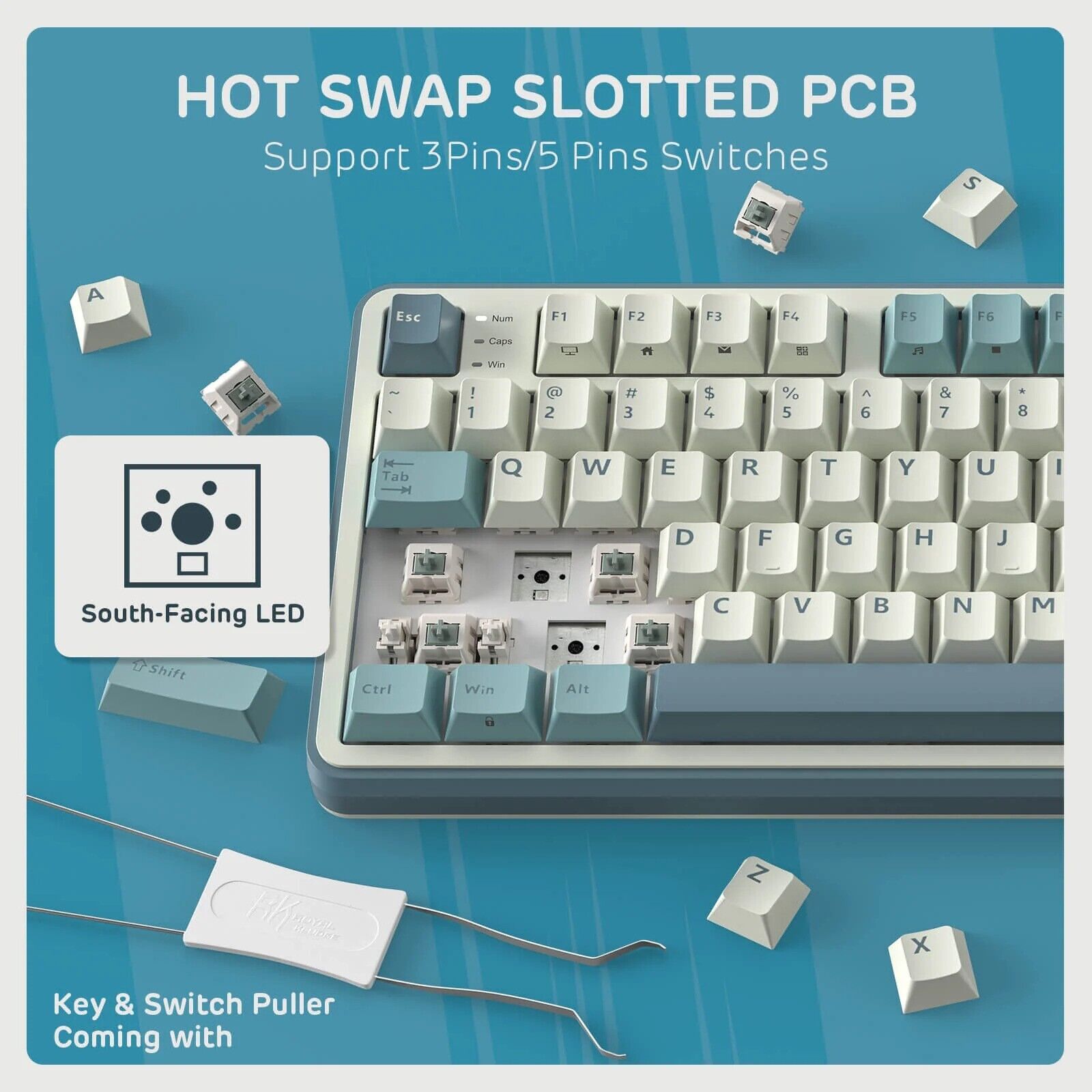 Royal Kludge RK-S98 Light Cloud Tri mode RGB Keyboard (Chartreuse Switch)