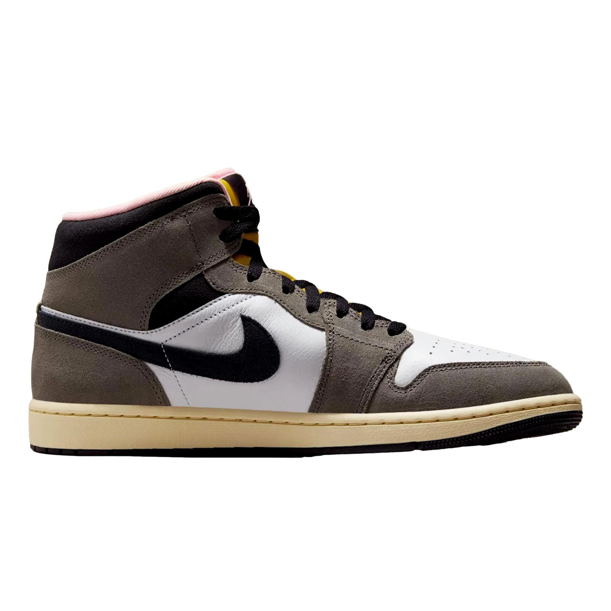 Men's Nike Air Jordan 1 Mid SE White / Oil Grey - Cave Stone HQ2011-100