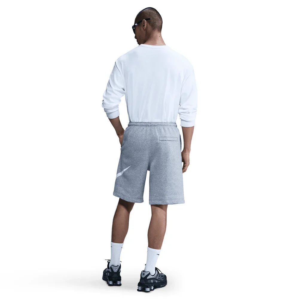 Men's Nike Club Fleece Swoosh Shorts - Dark Grey Heather/Light Smoke Grey/White