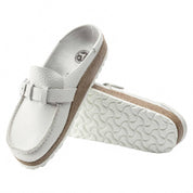 Women's Buckley Clog Shoes In Natural Leather White