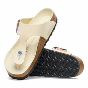 Women's Gizeh Big Buckle Nubuck Leather Sandals In Iridescent Ecru