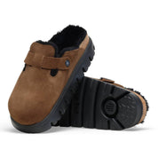 Women's Boston Chunky Shearling Clogs In Dark Tea