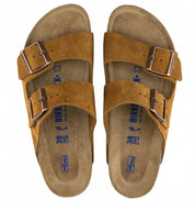Women's Arizona Narrow Sandal In Taupe Suede Shimmering