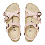 Kids Kumba Crossed Straps Sandal In Shiny Lizard Light Rose