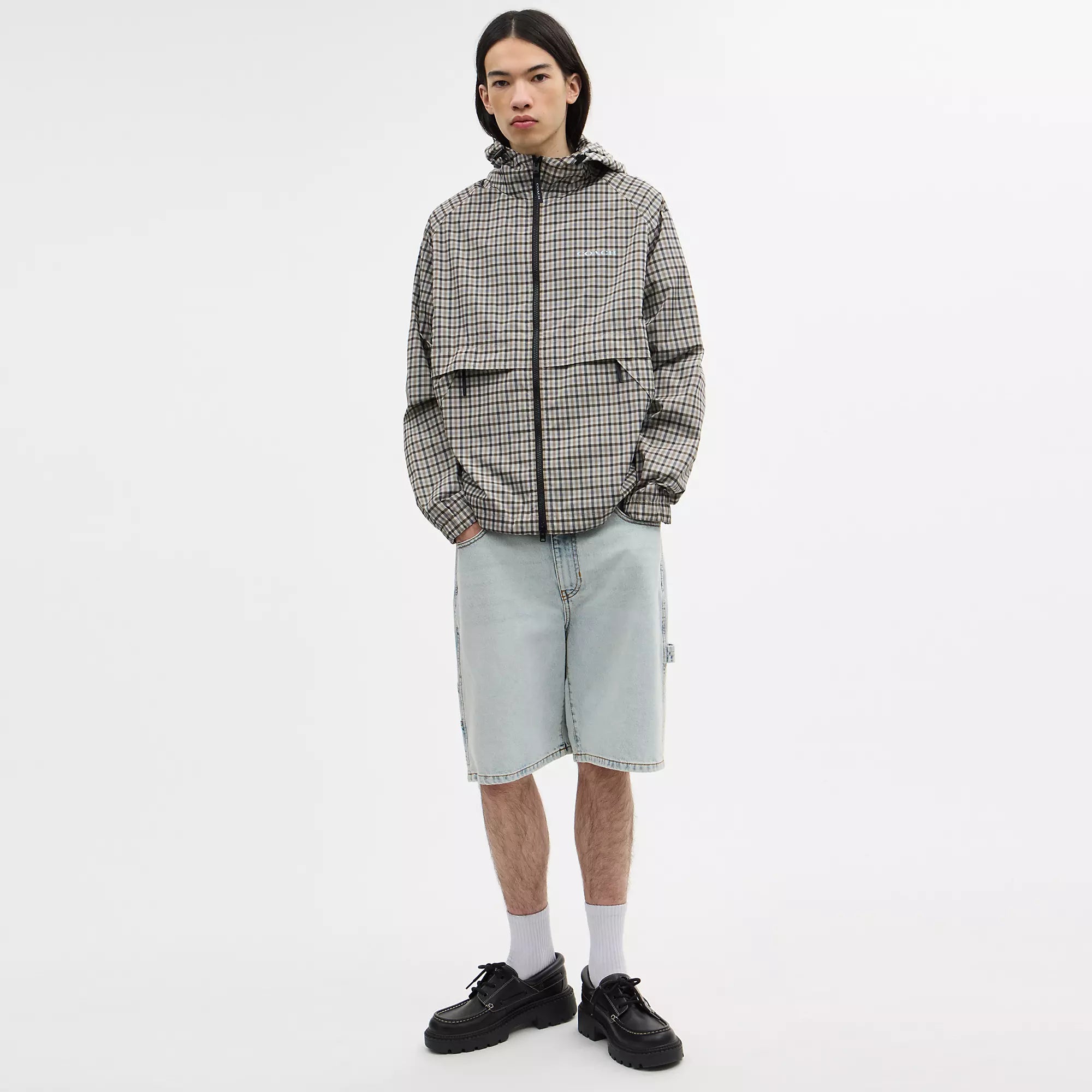 Coach Outlet Plaid Windbreaker In Recycled Polyester