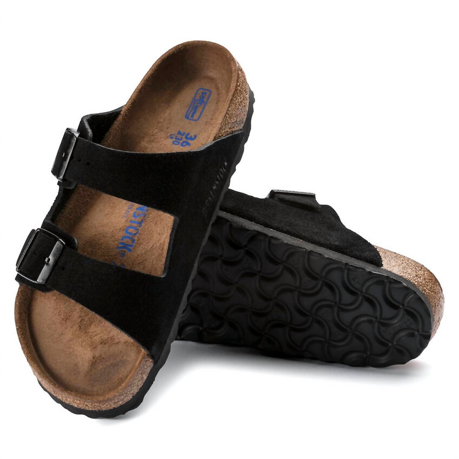 Unisex - Arizona Soft Footbed Sandal In Black Suede