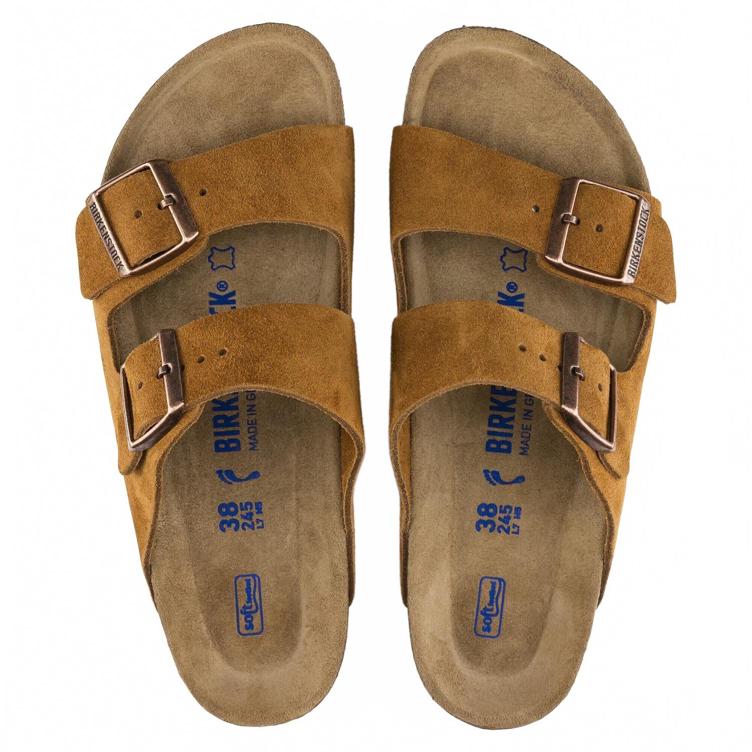 Men's Arizona Soft Footbed Two Strap Sandals In Mink