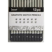 12pc Jasart Studio Graphite Sketch Pencil Tin Set - Grey