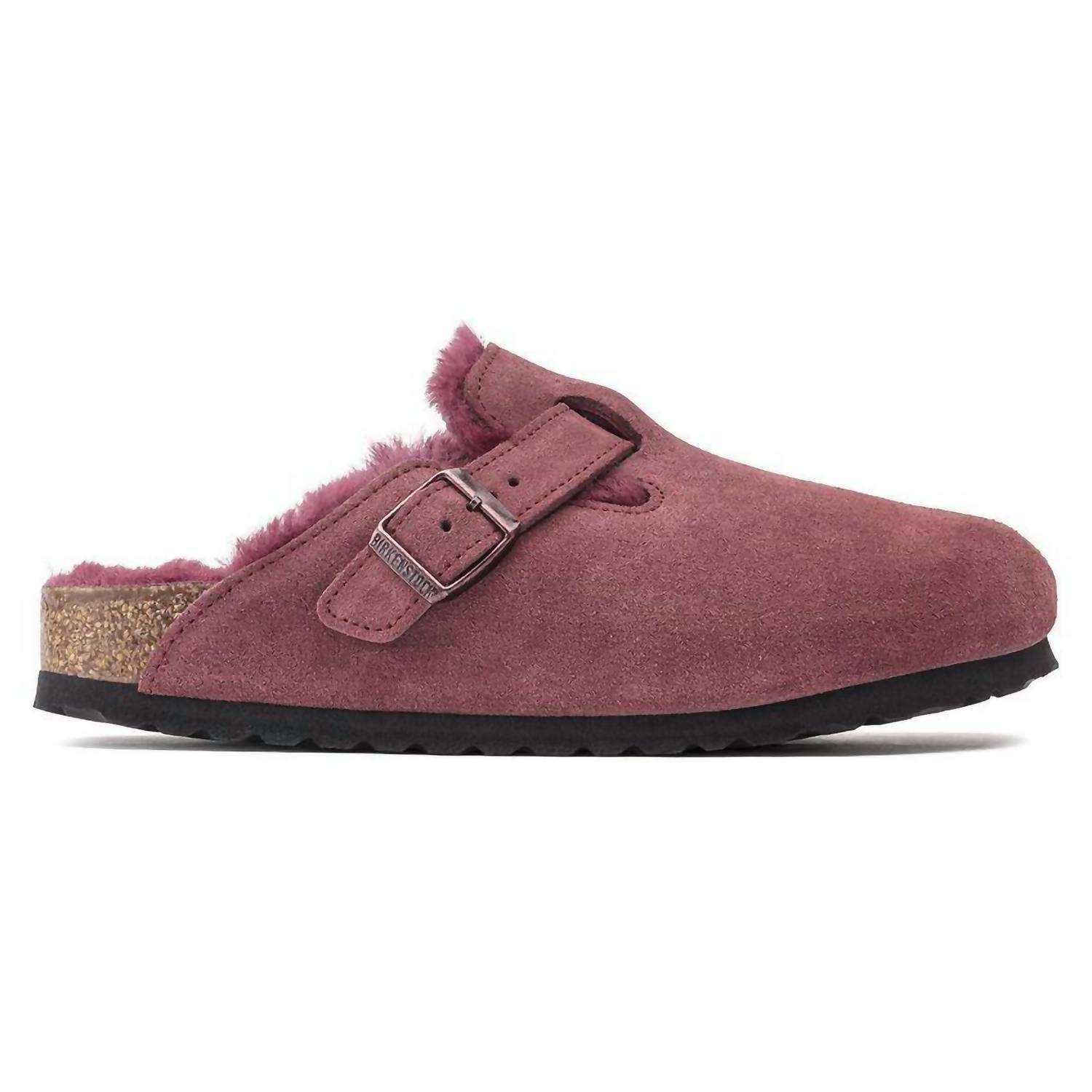 Unisex Boston Shearling Clog In Maroon