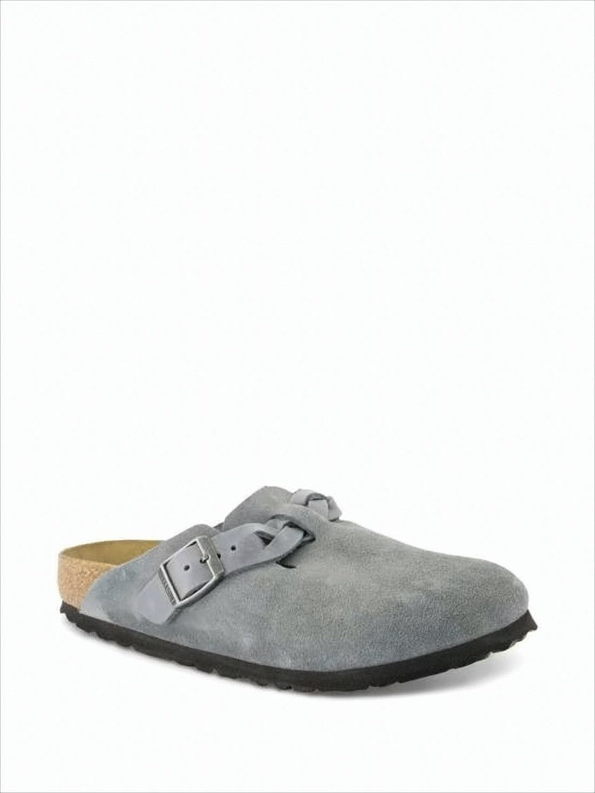 Suede Mule Slipper with Adjustable Leather Strap