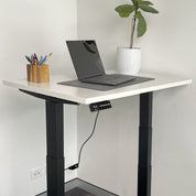 Desky Dual Mini Sit Stand Desk 900 x 500 White Desktop and Space Grey Frame
