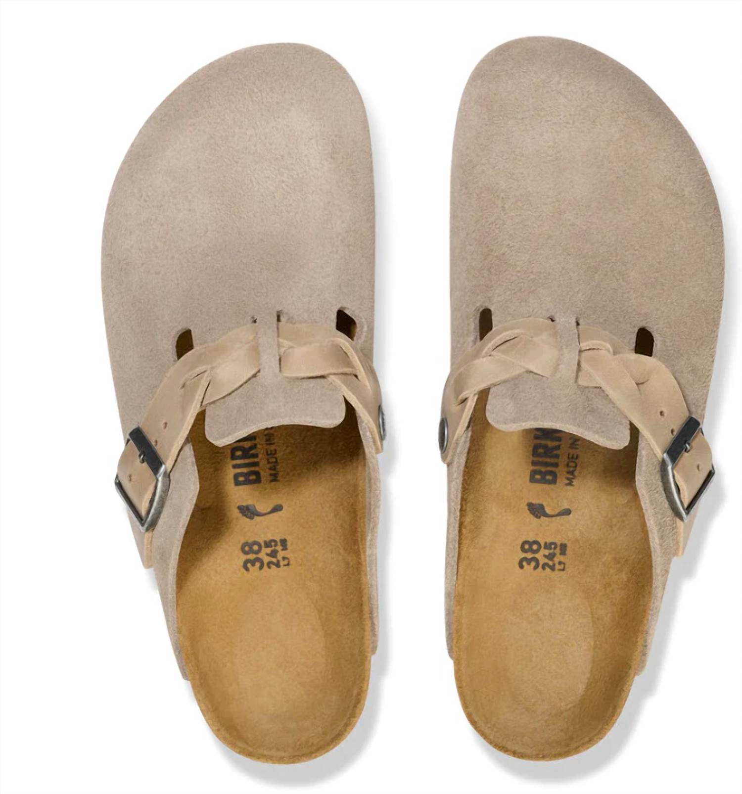 Women's Boston Braided Suede Clogs In Taupe