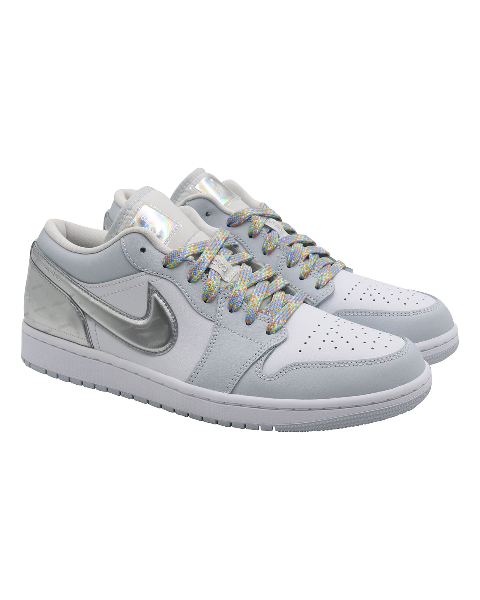 Nike Air Jordan 1 Low SE "Tear Away"  Sneakers in Silver Leather