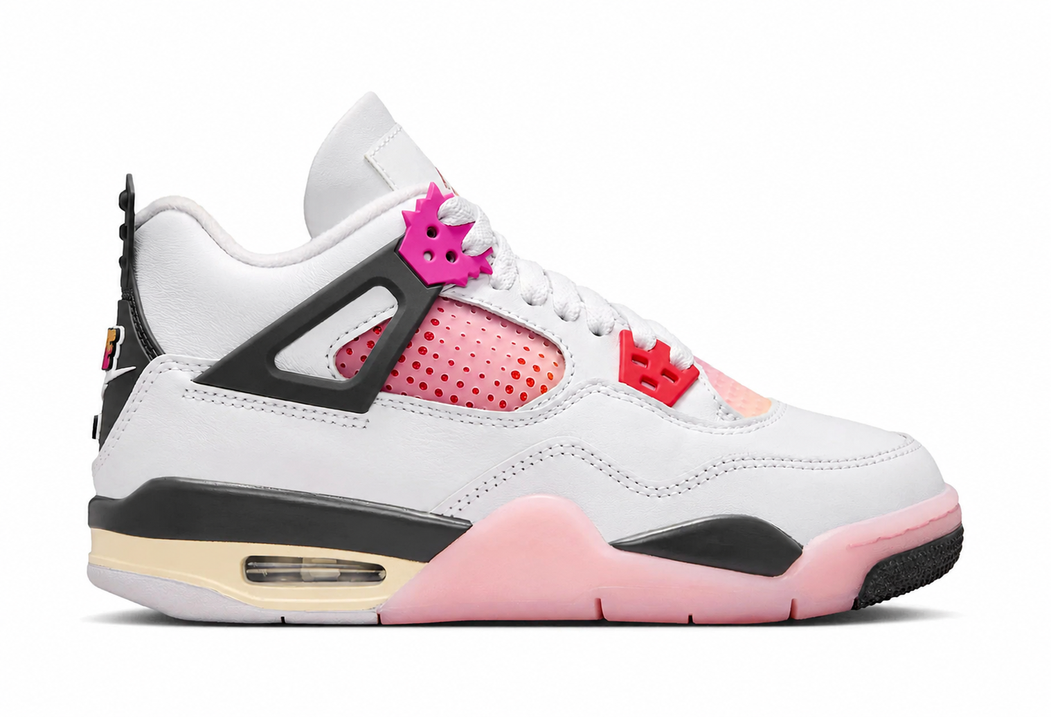 Big Kid's Air Jordan 4 Retro Comic Off White/Anthracite/Neutral Grey/Fire Pink/Light Arctic Pink/Muslin IO2361-100
