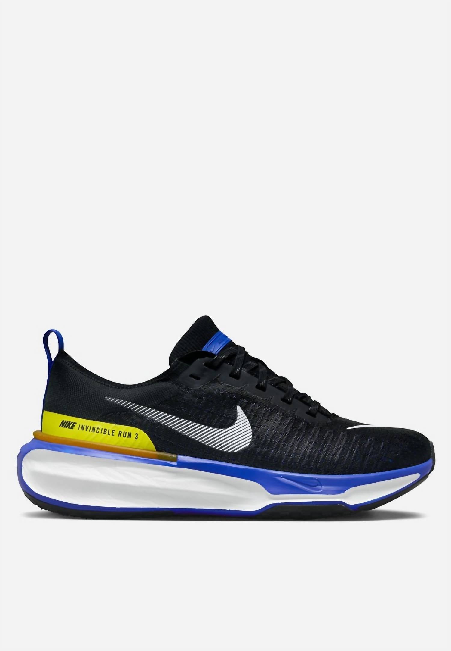 Men's Zoomx Invincible Run Flyknit 3 Shoe In Black/white/racer Blue/high Voltage