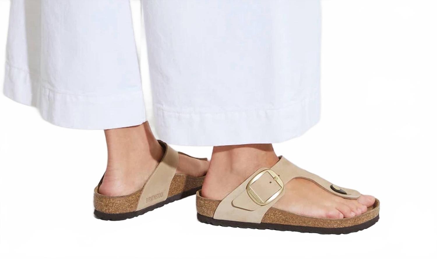 Women's Gizeh Big Buckle Nubuck Leather Sandals In Sandcastle