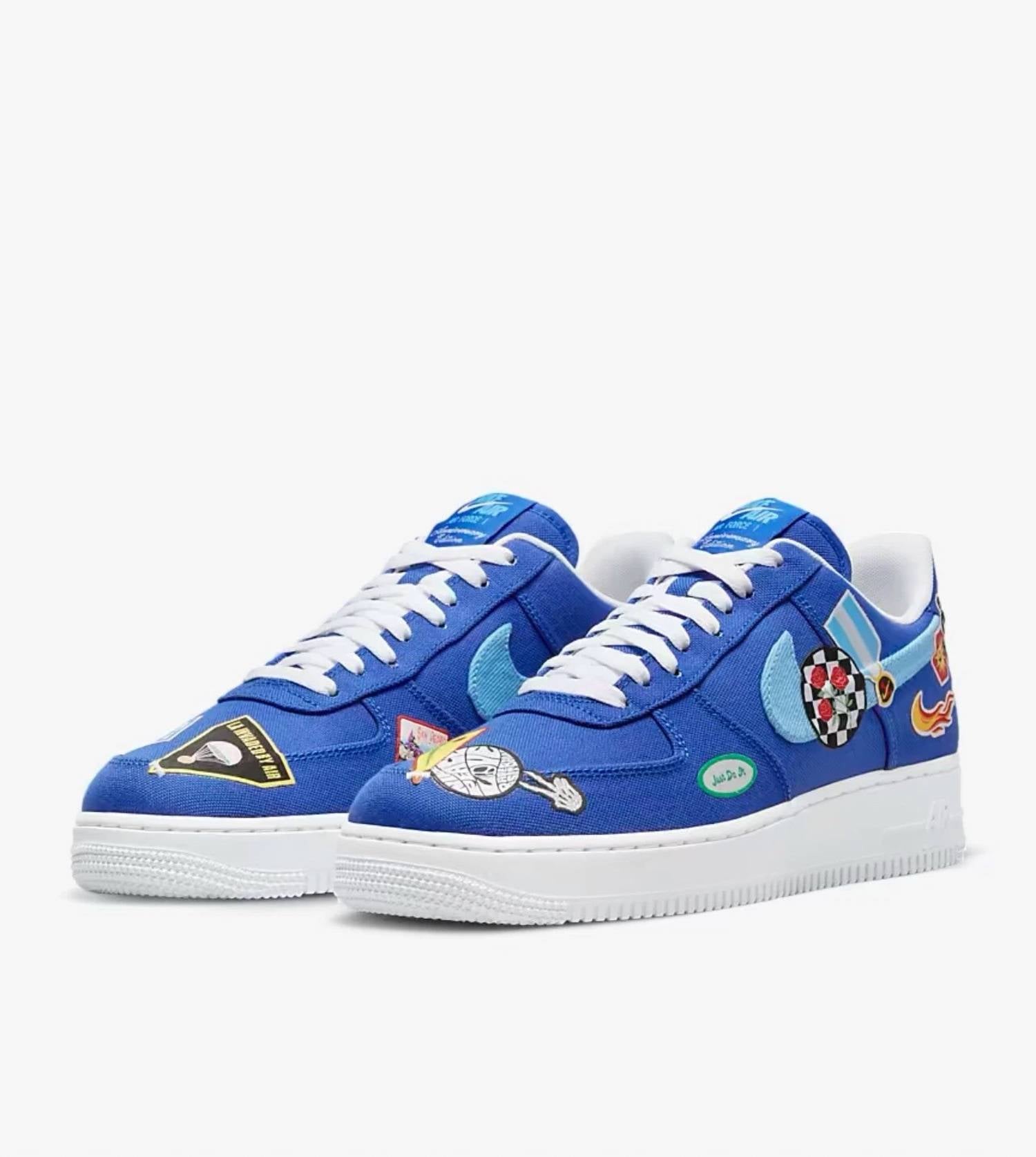 Men's Air Force 1 '07 'patched Up Los Angeles Shoes In Racer Blue/university Blue-White