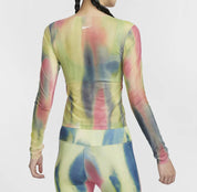 Women's Long Sleeve Mesh Top In Aster Pink/black