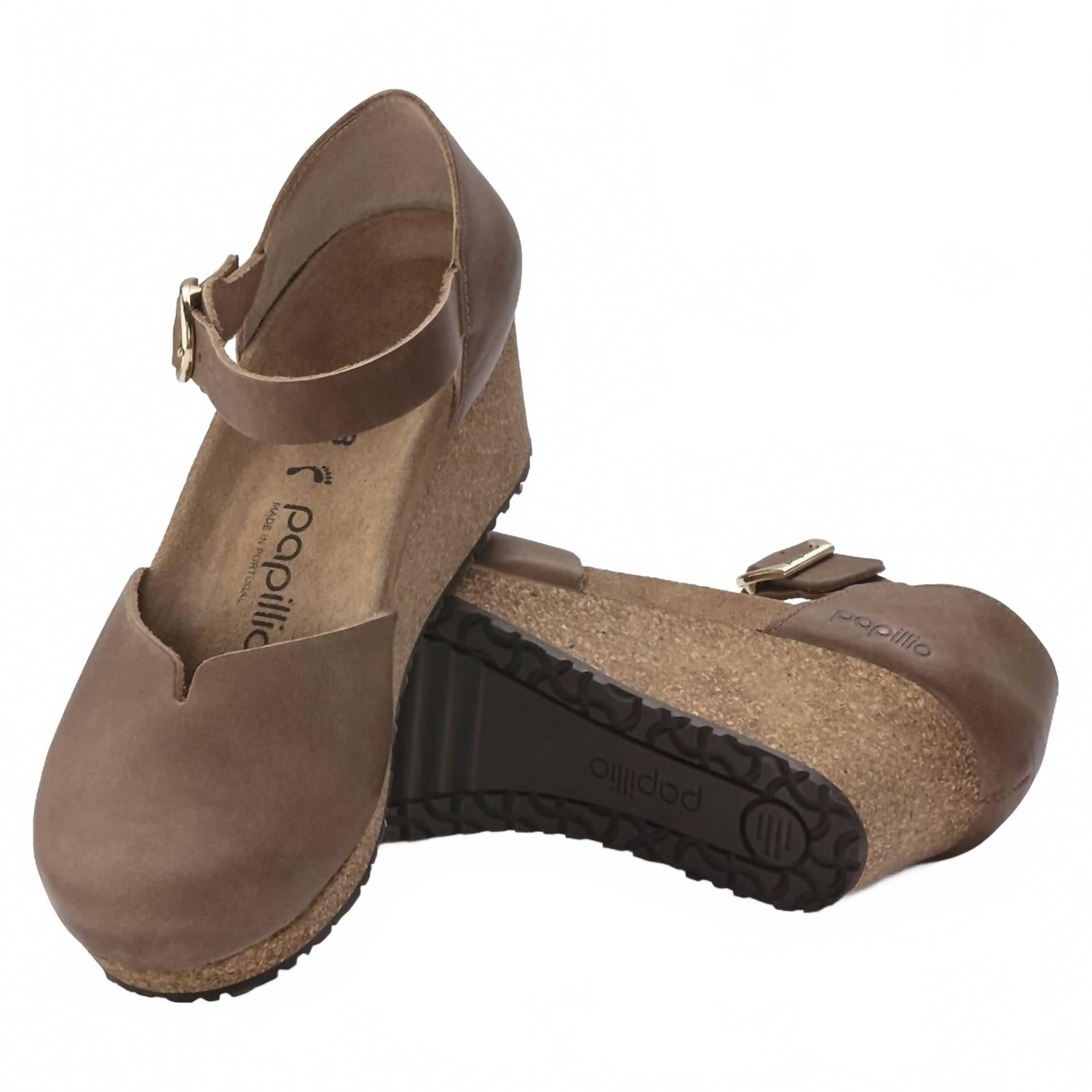 Women's Mary Ring Buckle Wedge Sandal In Cognac