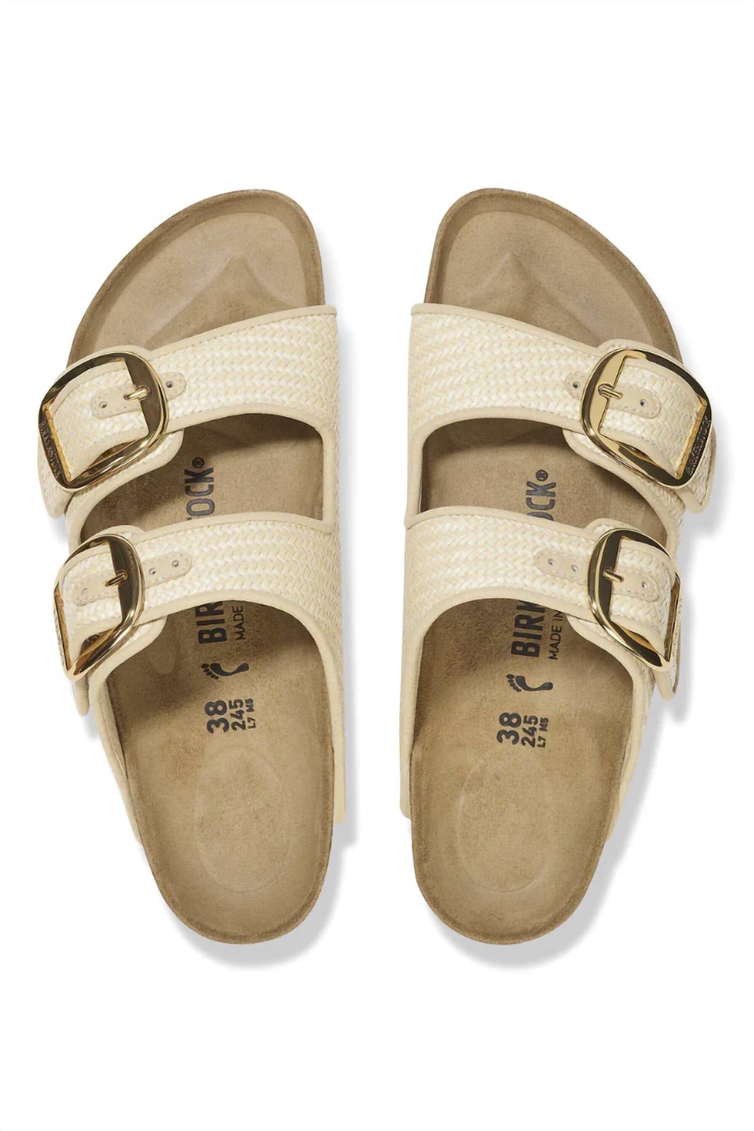 Women's Arizona Big Buckle Sandal In Textile Raffia Natural