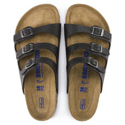 Women's Florida Soft Footbed Oiled Leather Slide Sandal In Black