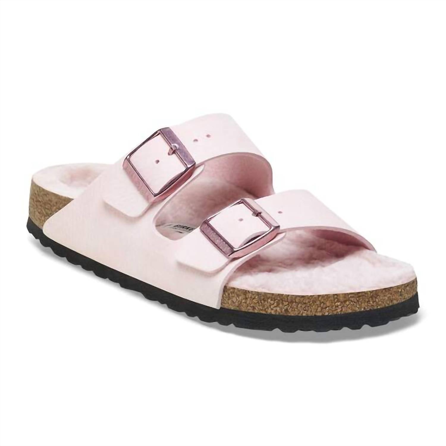 Women's Arizona Shearling-Lined Slide Sandal In Desert Dust Light Rose