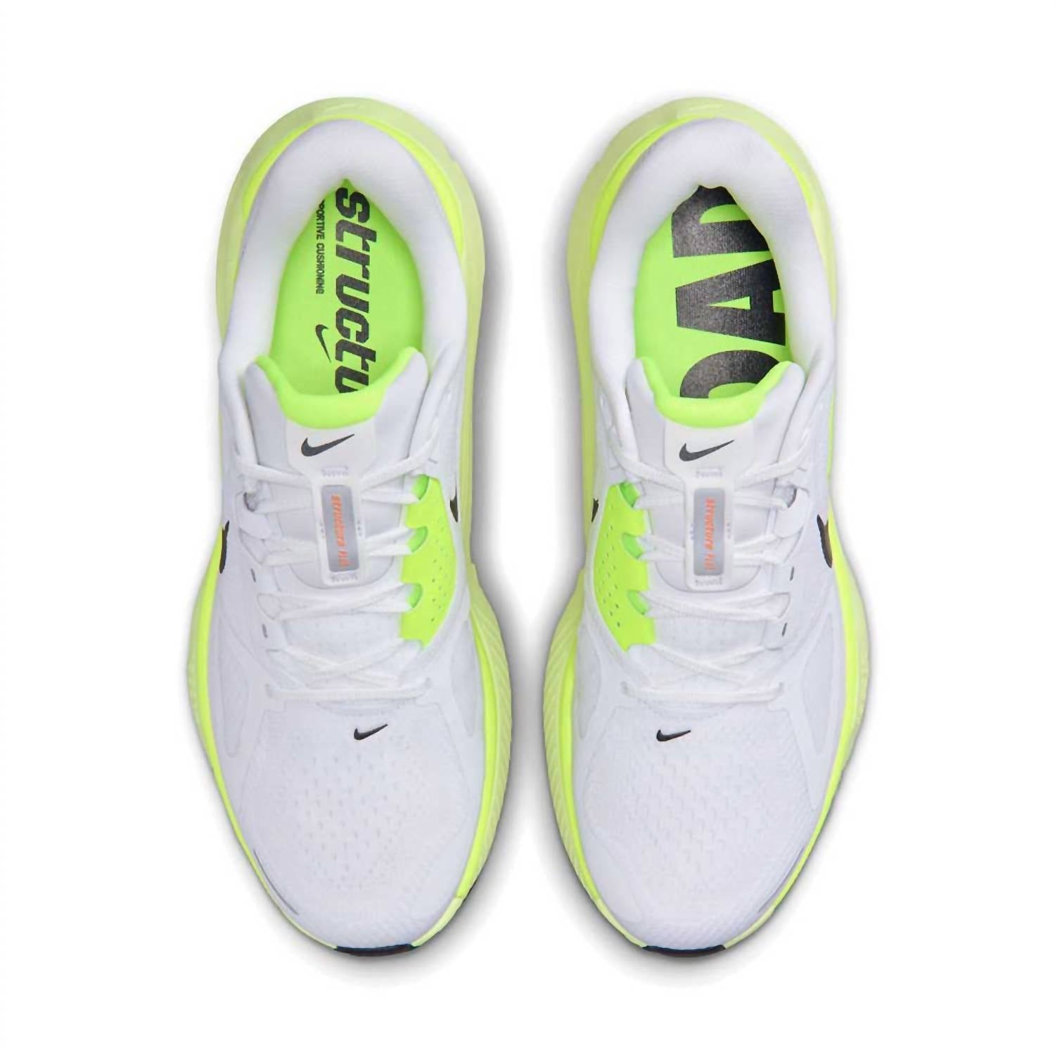 Men's Structure Plus Running Shoes In White/black-Pure Platinum-Volt