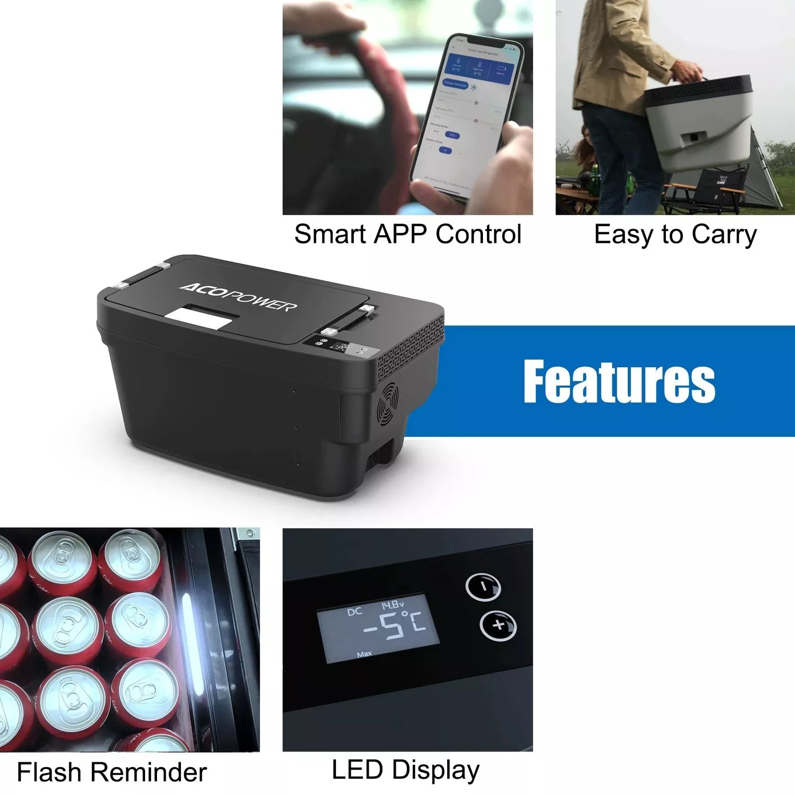ACOPOWER 33L TesFridge Portable Fridge/Freezer for Tesla Model Y