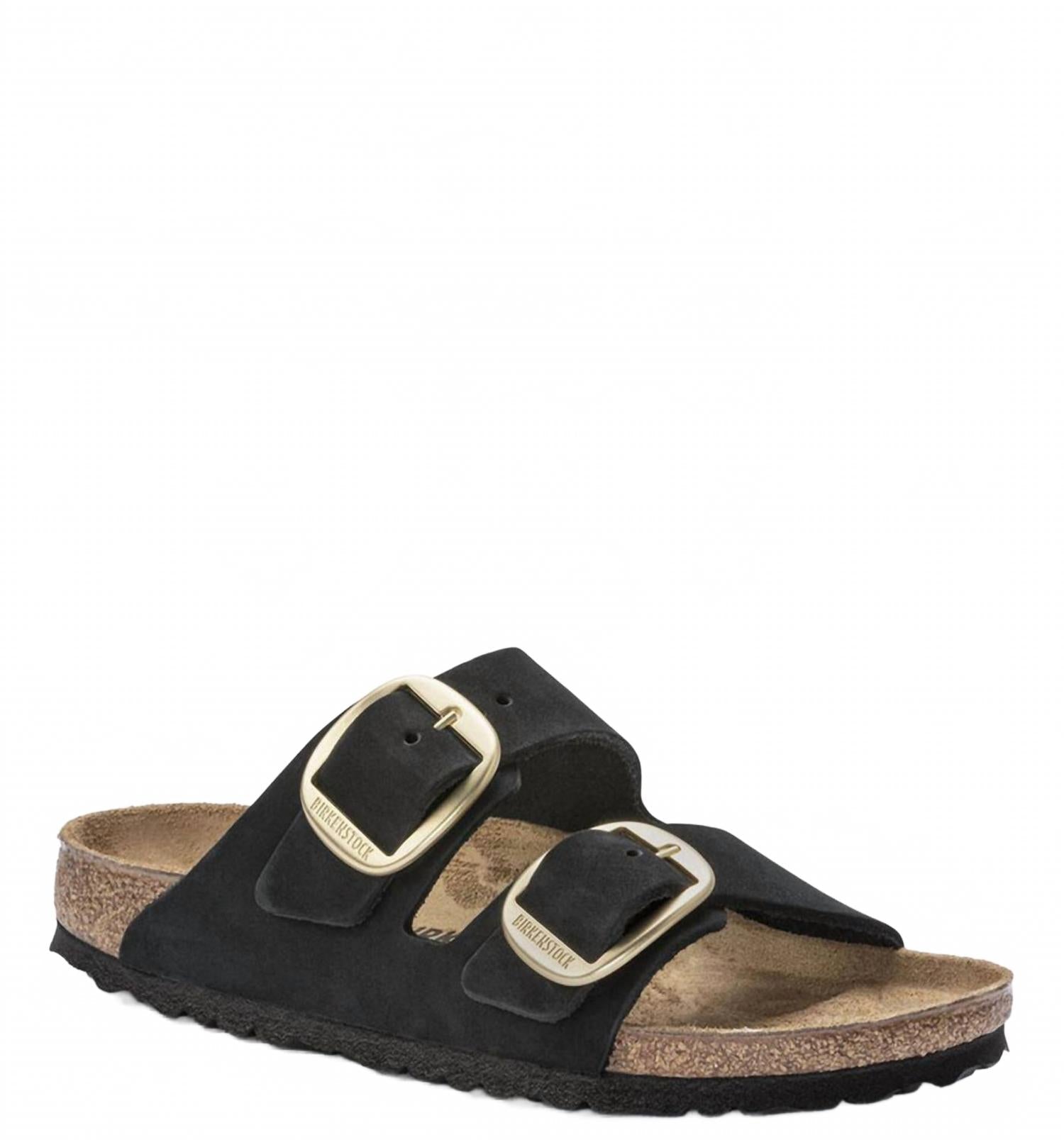 Unisex Arizona Big Buckle Sandals In Black Nubuck Leather