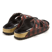 Men's Arizona Rivet Wool Felt Sandals In Plaid Red
