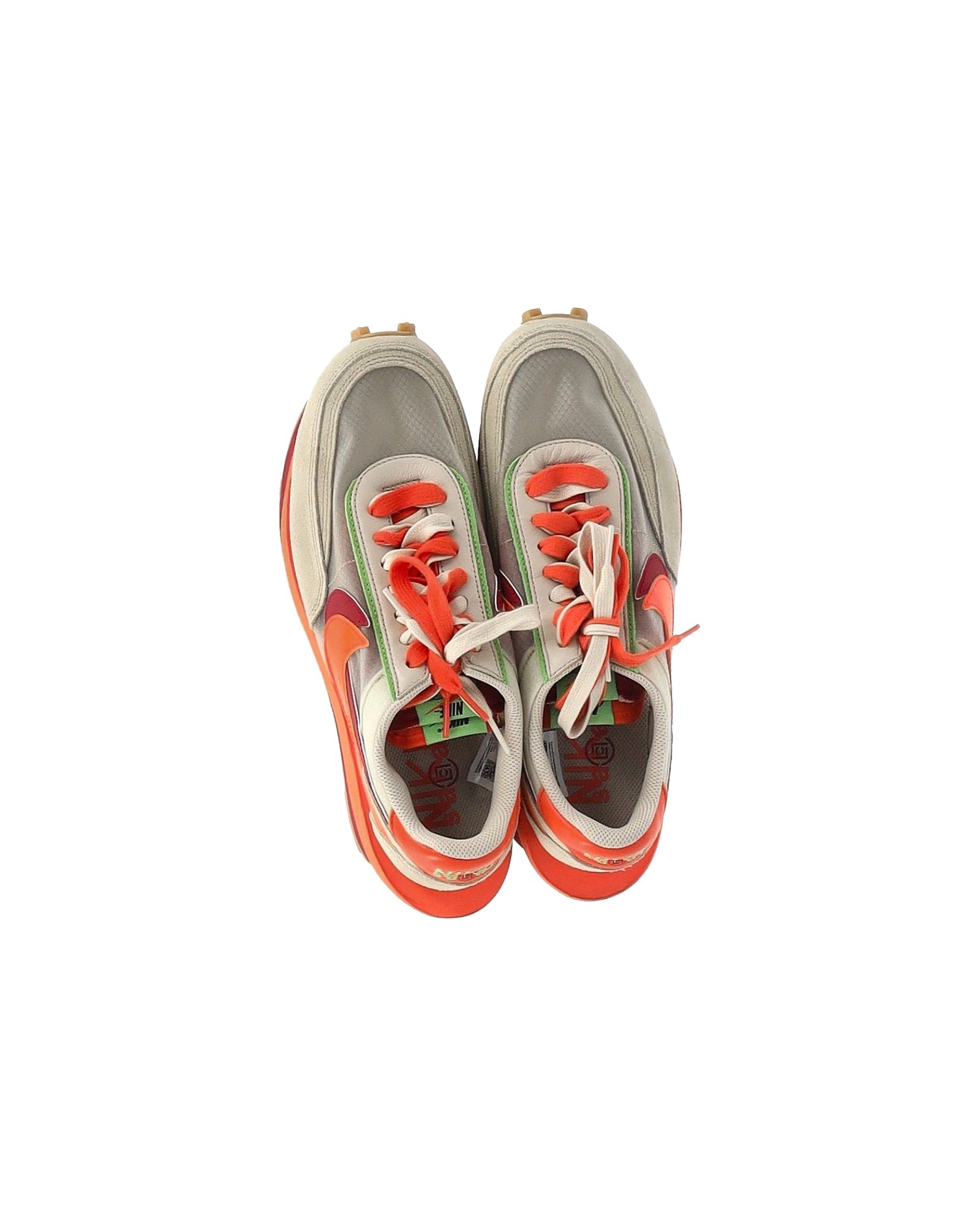 Nike LD Waffle x Sacai x CLOT Kiss of Death Sneakers in Orange and Beige Nylon