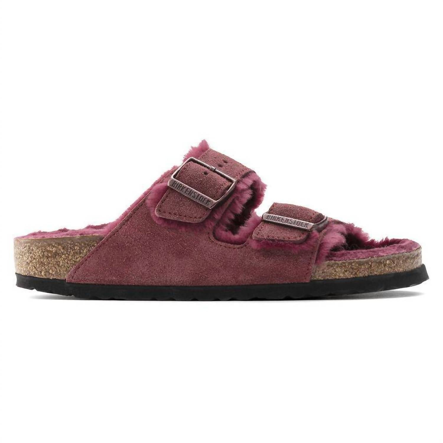 Women's Arizona Fur Shearling Sandal In Maroon