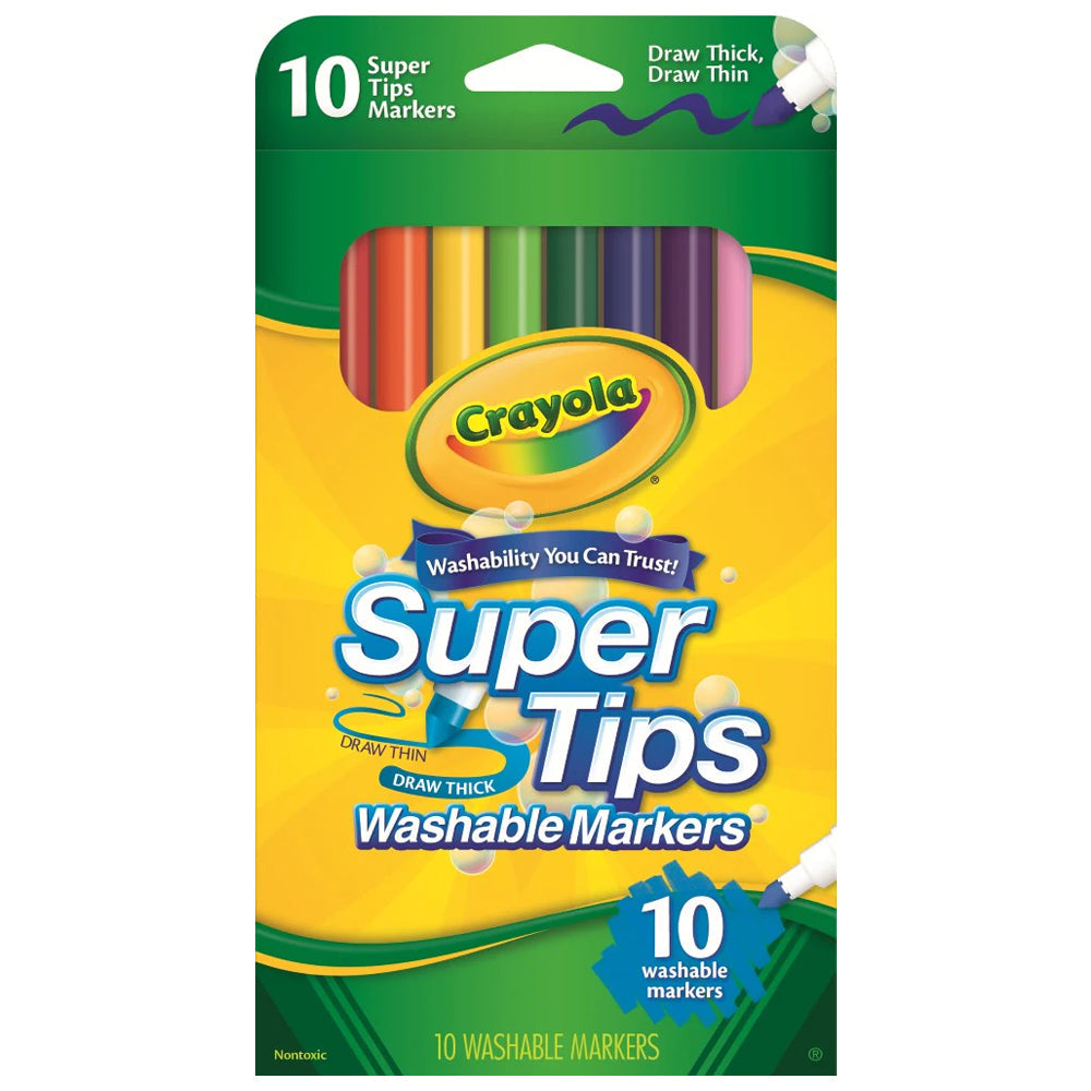 10pc Crayola Super Tips Washable Markers Art/Craft Pen 4y+