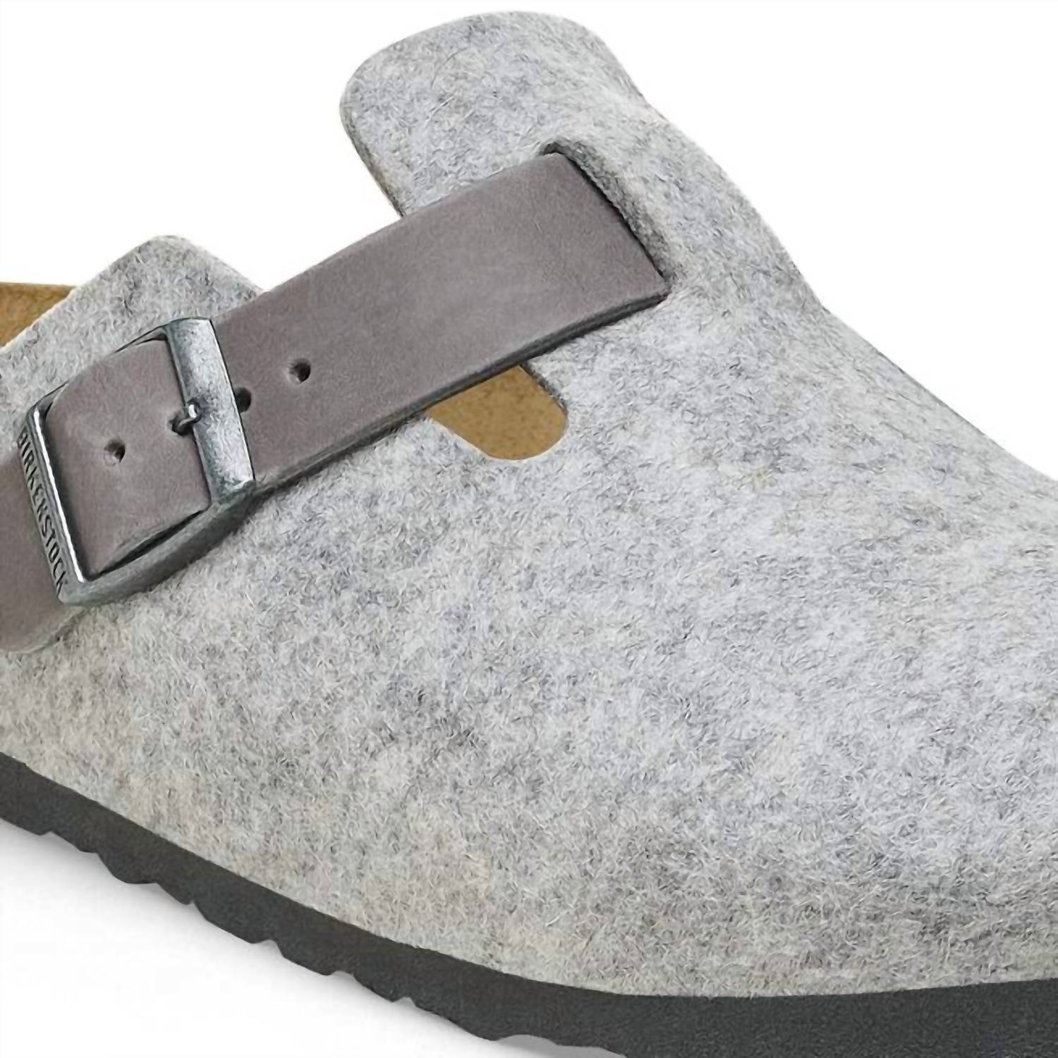 Men's Boston Natural Leather-Felt Clogs In Light Gray