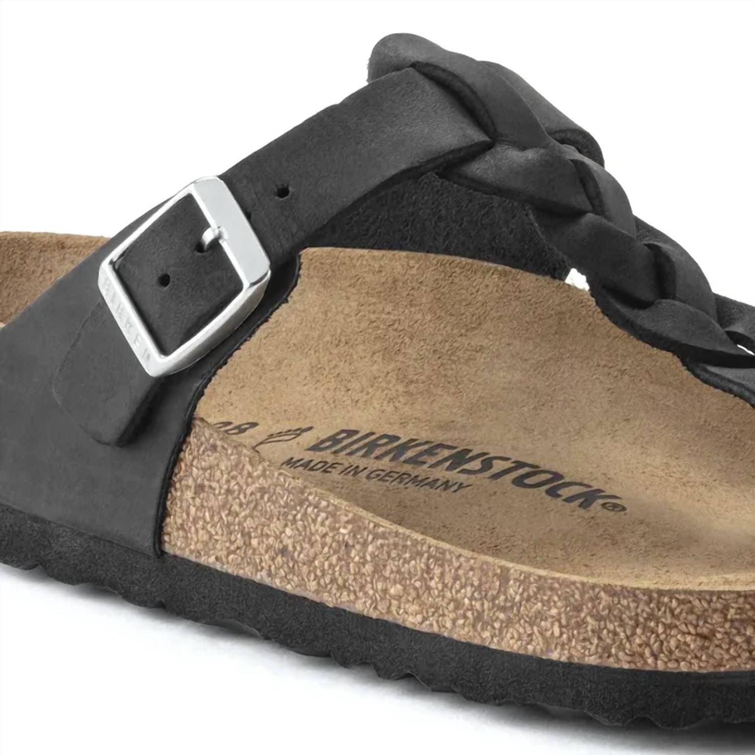 Women's Gizeh Braid Thong Sandal In Black Oiled
