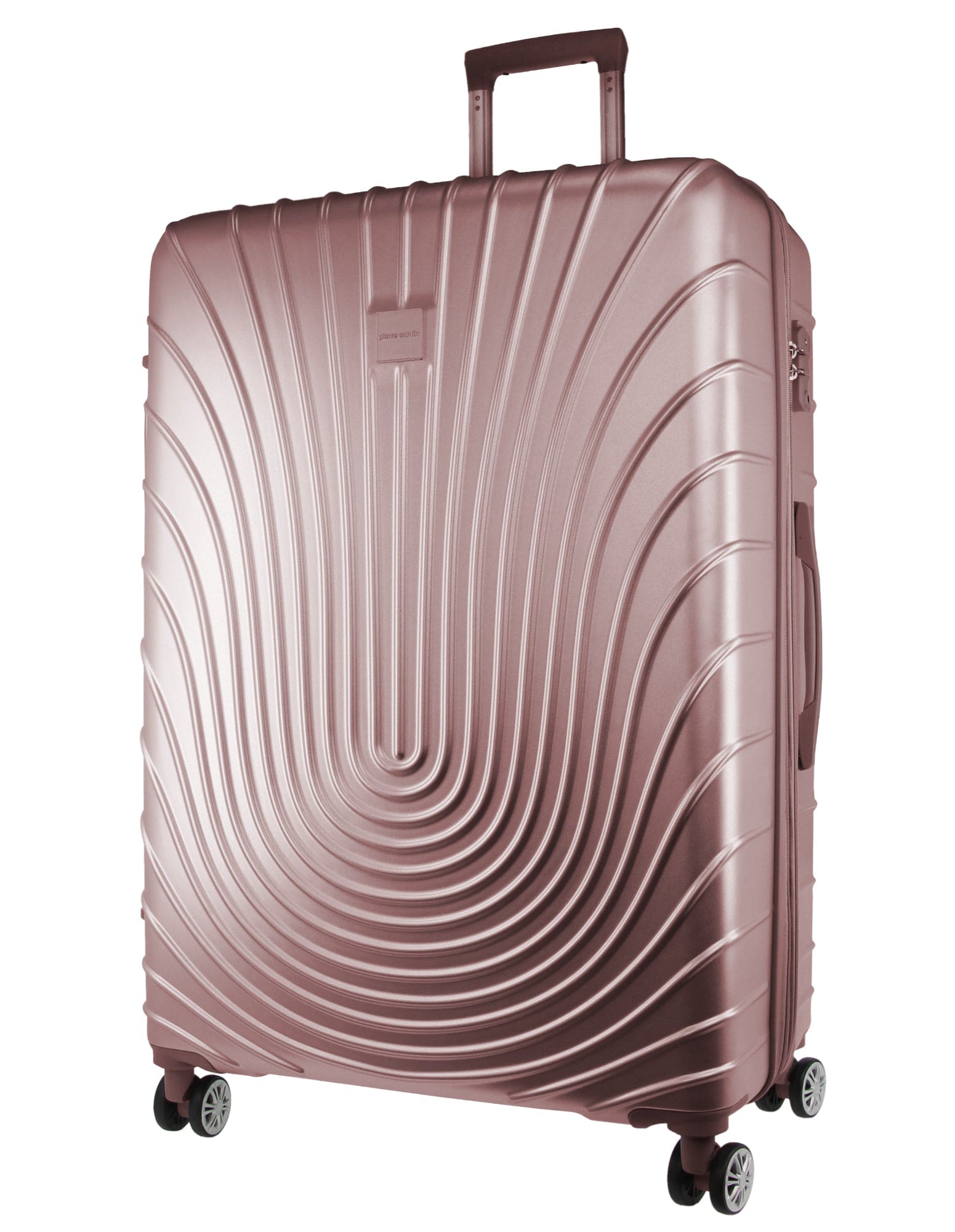 2pc Pierre Cardin Large Hard-Shell Suitcase & Cabin Set Luggage Tag Rose