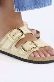 Women's Arizona Big Buckle Sandal In Textile Raffia Natural